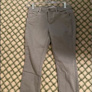 Loft 25-0p grey skinny crop jeans with frayed hem